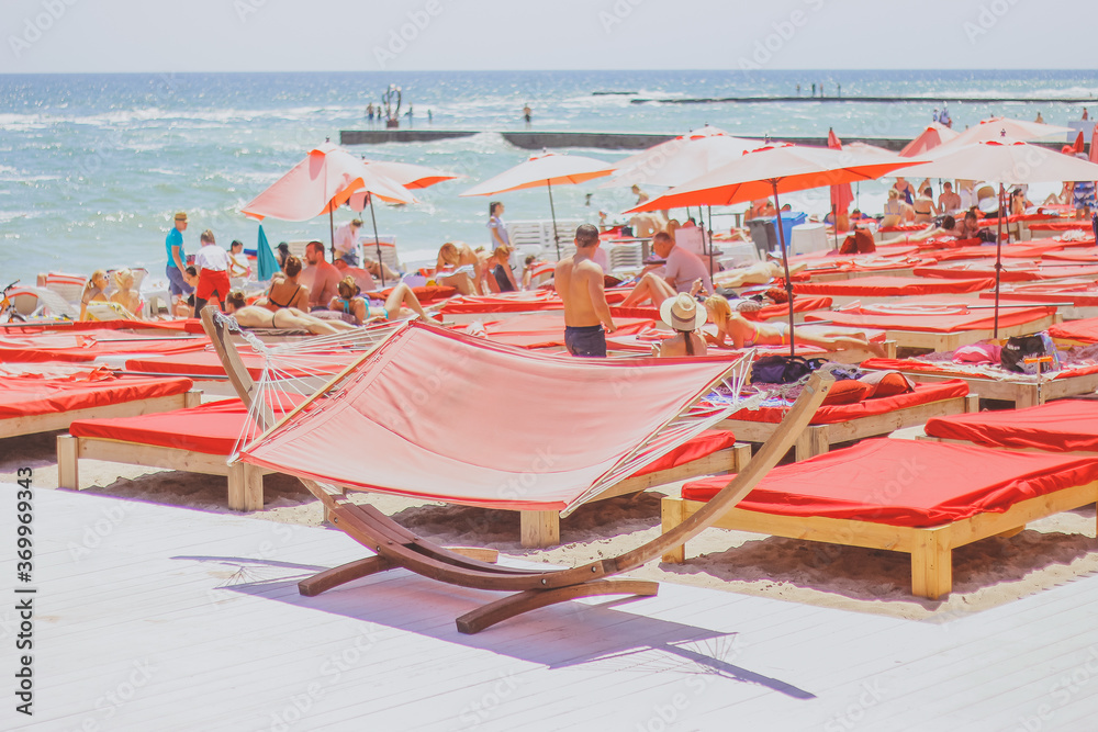 beach chairs on the beach. decor for the beach. beach club. summer beach chairs on the beach. decor for the beach. beach club. summer