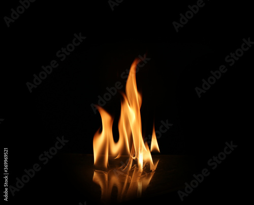 Abstract, flame fire on black background.