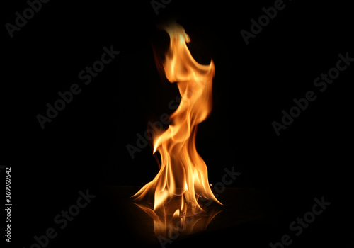 Abstract, flame fire on black background.