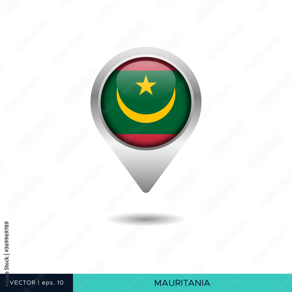 Mauritania flag map pin vector design template Mauritania flag map pin vector design template