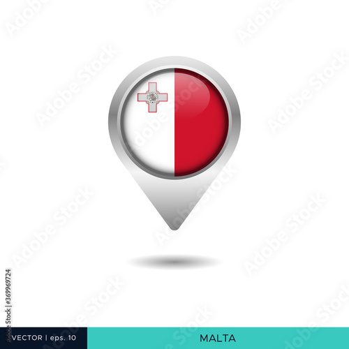 Free Download Malta flag map pin vector design template - GFXLoad