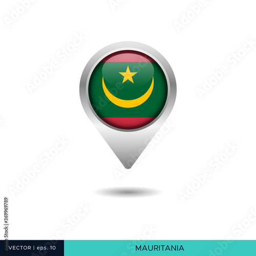 Free Download Mauritania flag map pin vector design template - GFXLoad