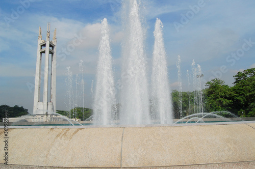 Quezon Memorial Circle Shrine and fountain in Quezon City, Philippines