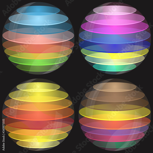 Color multilayer sphere on a black background .Vector graphic.