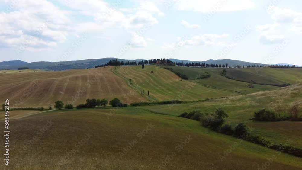 Tuscan countryside Lajatico Drone view over the fields Tuscan countryside Lajatico Drone view over the fields