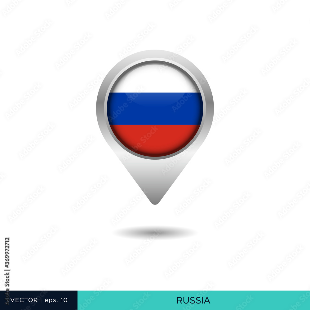 Russia flag map pin vector design template Russia flag map pin vector design template
