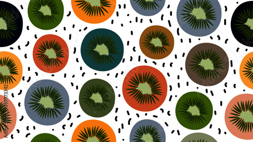 kiwi multi color seamless pattern, vector