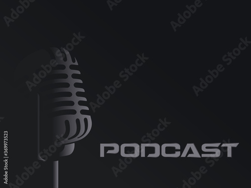 microphone on black background podcast cover