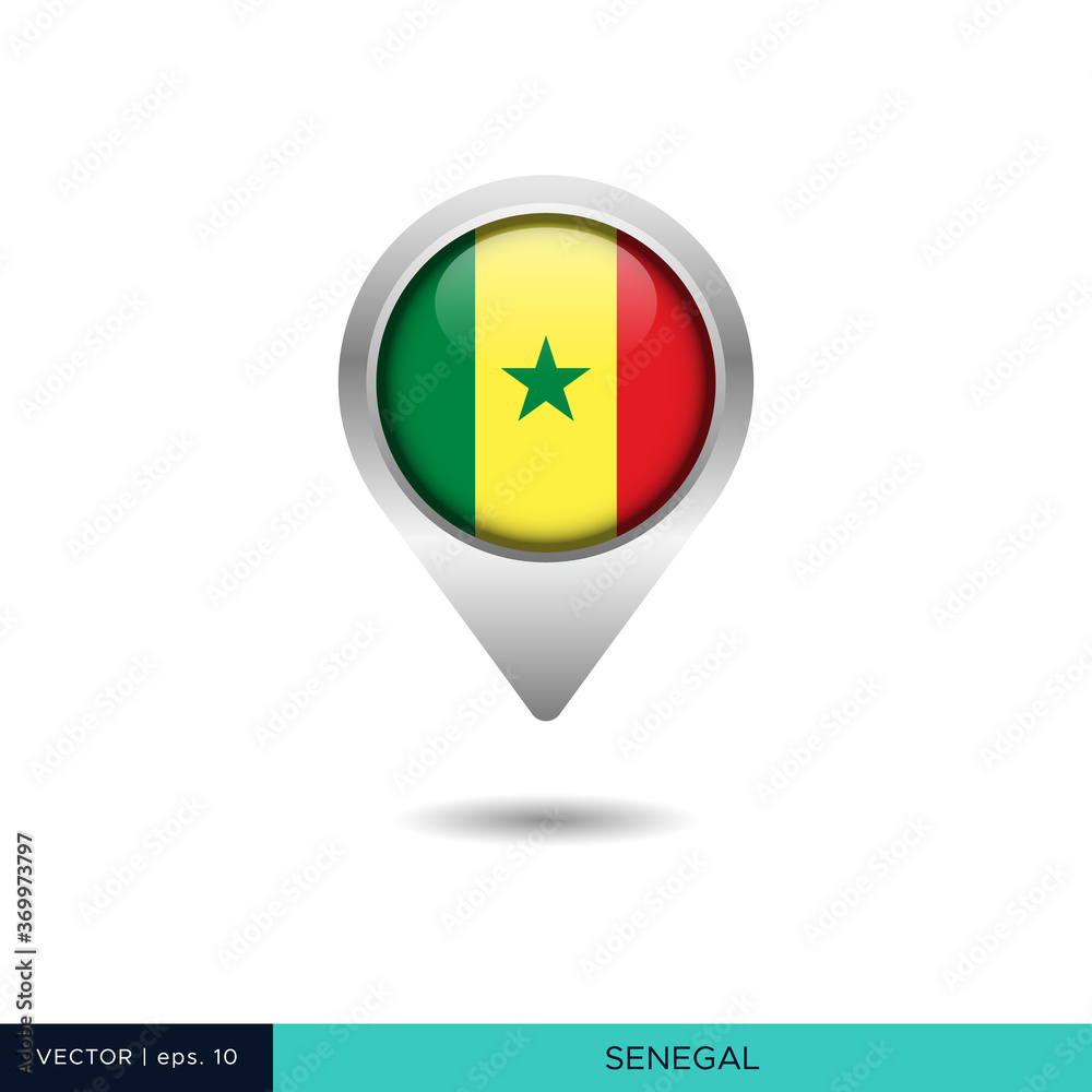 Senegal flag map pin vector design template Senegal flag map pin vector design template