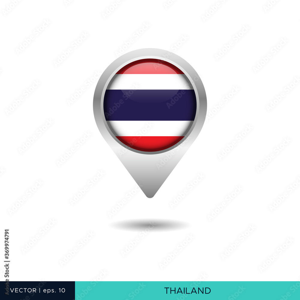 Thailand flag map pin vector design template Thailand flag map pin vector design template