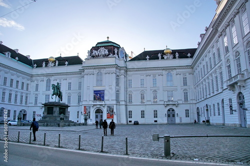 Austrian National Library old entrance at Josefsplatz with monument to Emperor Joseph II Vienna photo