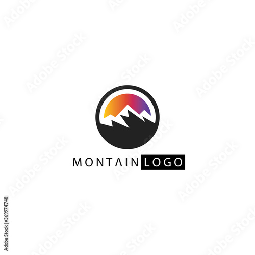 Free Download mountain logo circle emblem, nature color, vector design concept template - GFXLoad