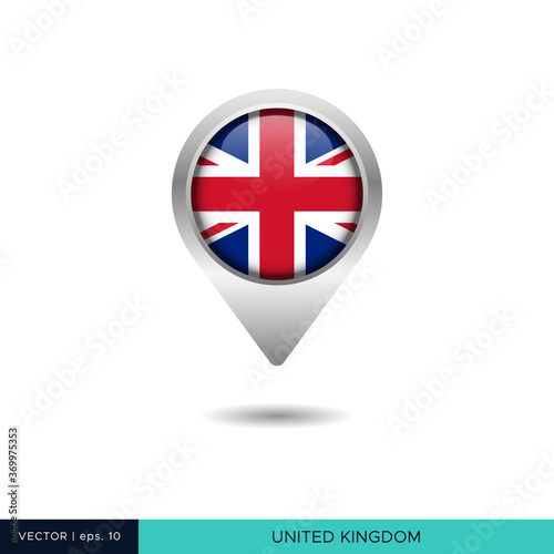 United Kingdom flag map pin vector design template