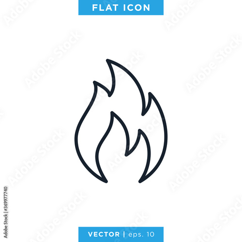 Fire Flame Icon Vector Design Template. Editable stroke.