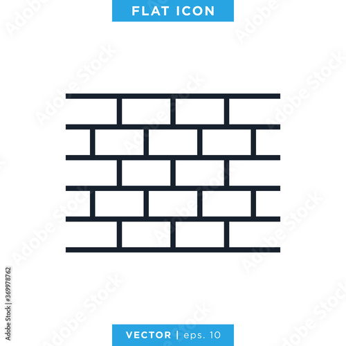 Brick Wall Icon Vector Design Template. Editable Stroke