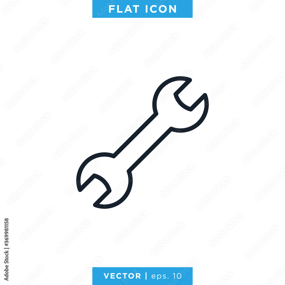 Wrench Icon Vector Design Template. Editable Stroke Wrench Icon Vector Design Template. Editable Stroke
