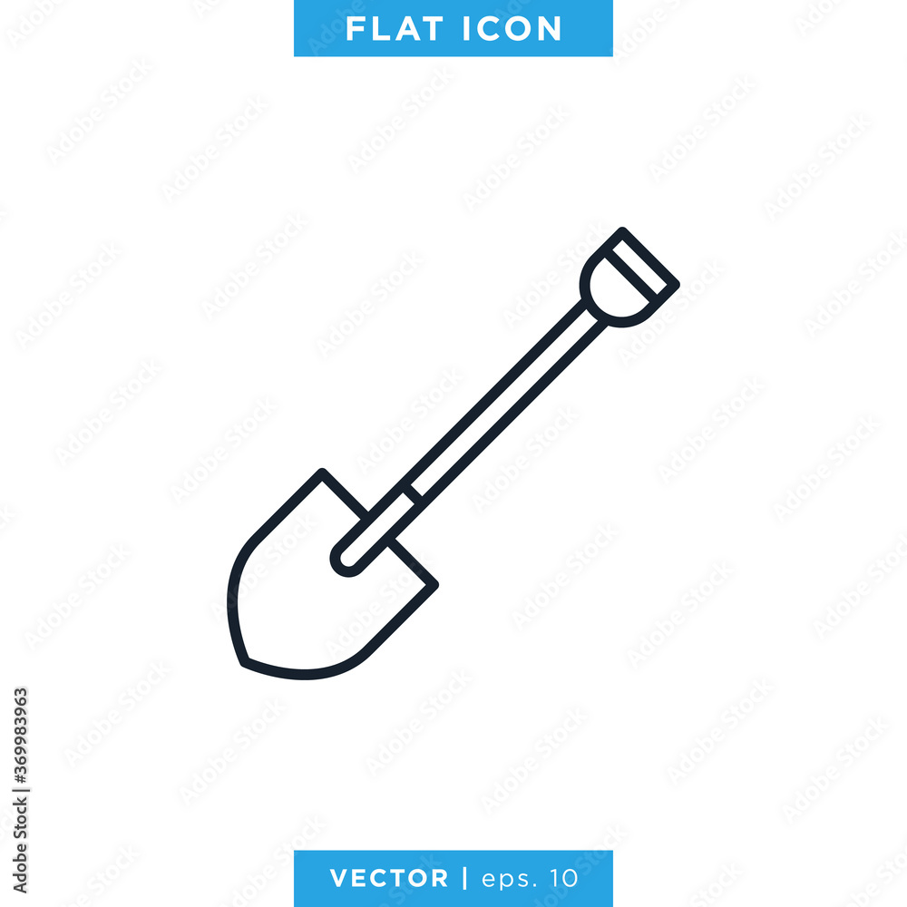 Shovel Icon Vector Design Template. Editable Stroke Shovel Icon Vector Design Template. Editable Stroke