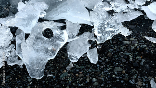 Ice Washed Ashore onto Diamond Beach along the South Coast of Iceland