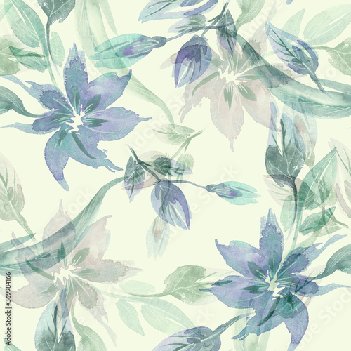 Floral Seamless Pattern. Watercolor Illustration.