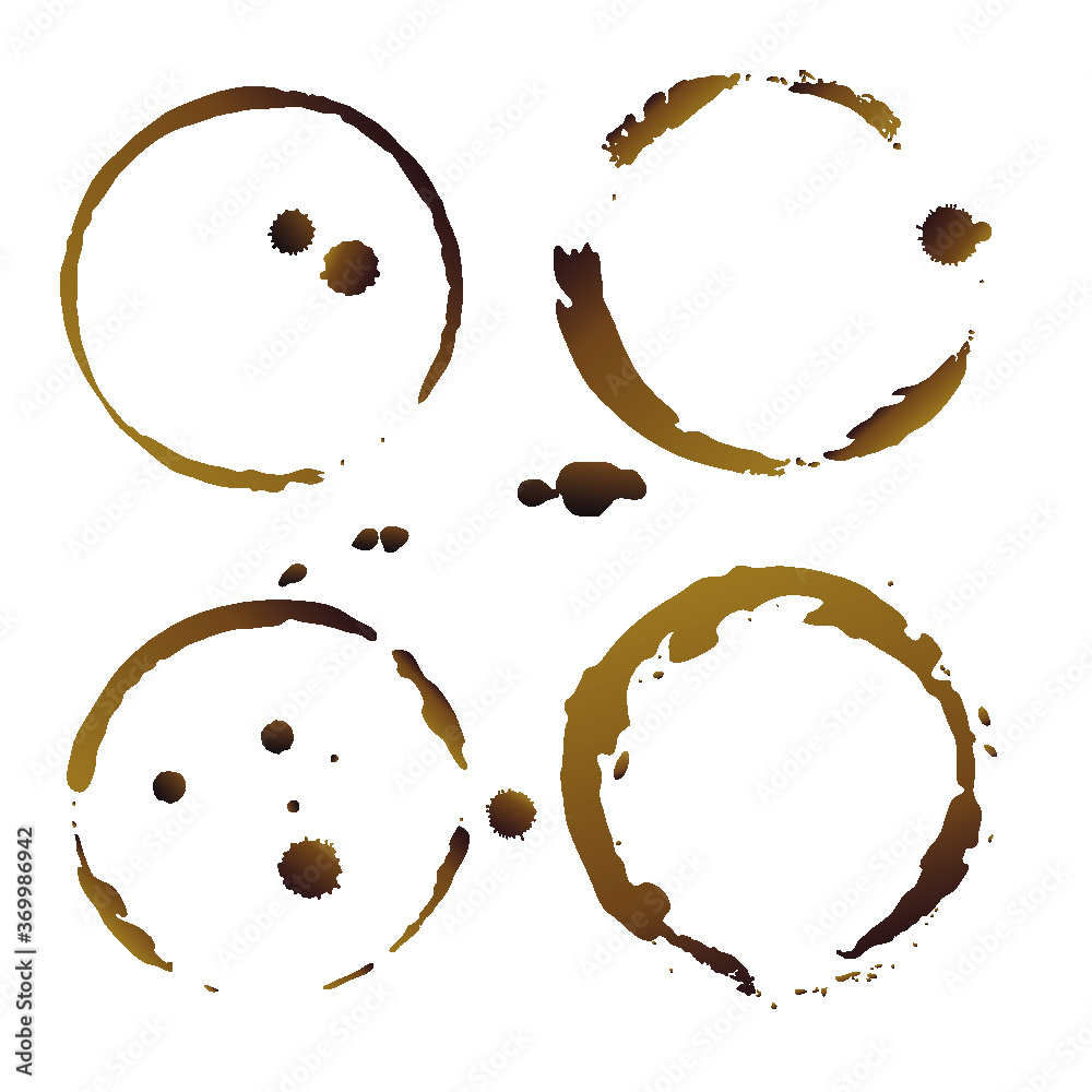 Vector coffee cup stains, Isolated On White Background, tea ring stamps Illustration Vector coffee cup stains, Isolated On White Background, tea ring stamps Illustration