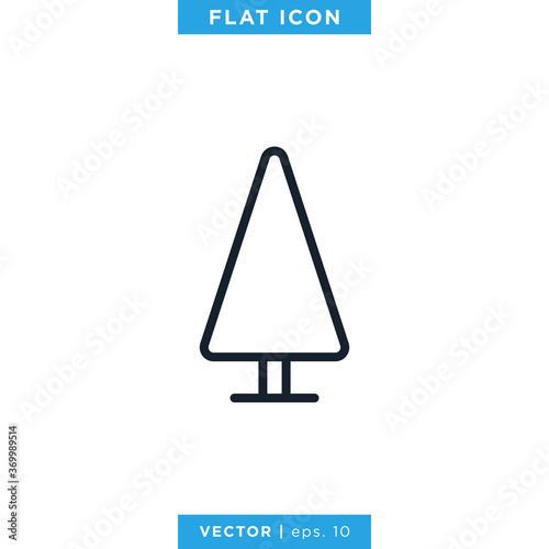 Pine Tree with Chair Icon Vector Design Template. Park Symbol. Editable Stroke