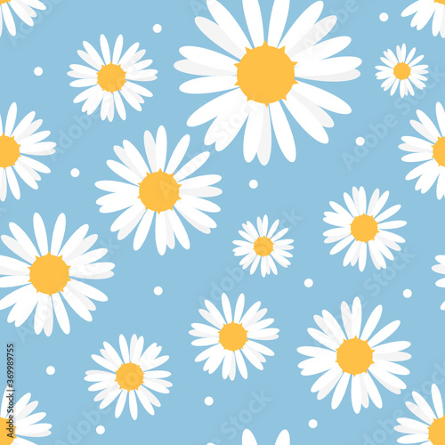 Seamless pattern with daisies.