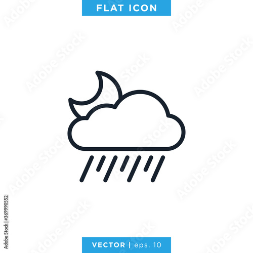 Night rain icon vector design template. Weather sign and symbol. Editable stroke