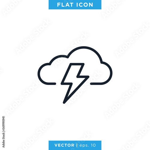 Thunderstorm Icon Design Template. Weather Sign and Symbol. Editable Stroke