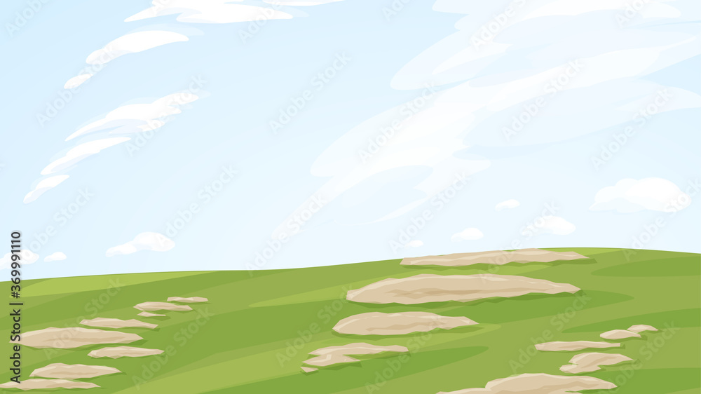 少し荒れた草原と空の風景 背景イラスト 16 9 Stock ベクター Adobe Stock