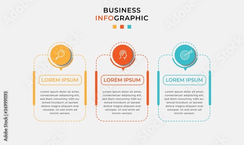 Business Infographic design template Vector with icons and 3 three options or steps. Can be used for process diagram, presentations, workflow layout, banner, flow chart, info graph