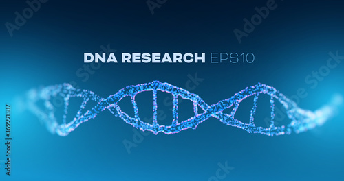 DNA research vector horizontal background. Futuristic medicine genome helix