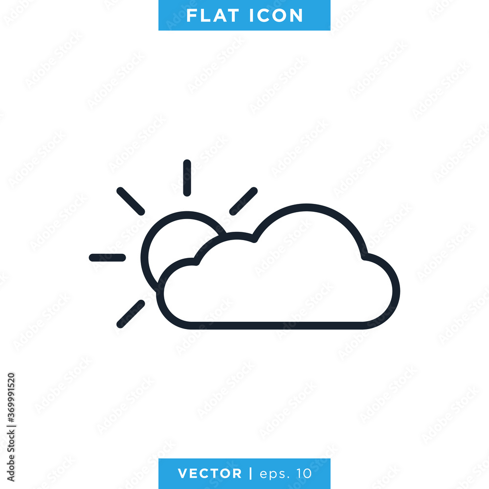 Weather Icon Vector Design Template. Cloudy During The Day. Editable Stroke Weather Icon Vector Design Template. Cloudy During The Day. Editable Stroke