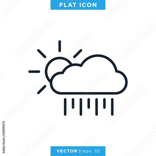 Heavy rain icon vector design template. Weather sign and symbol. Editable stroke.