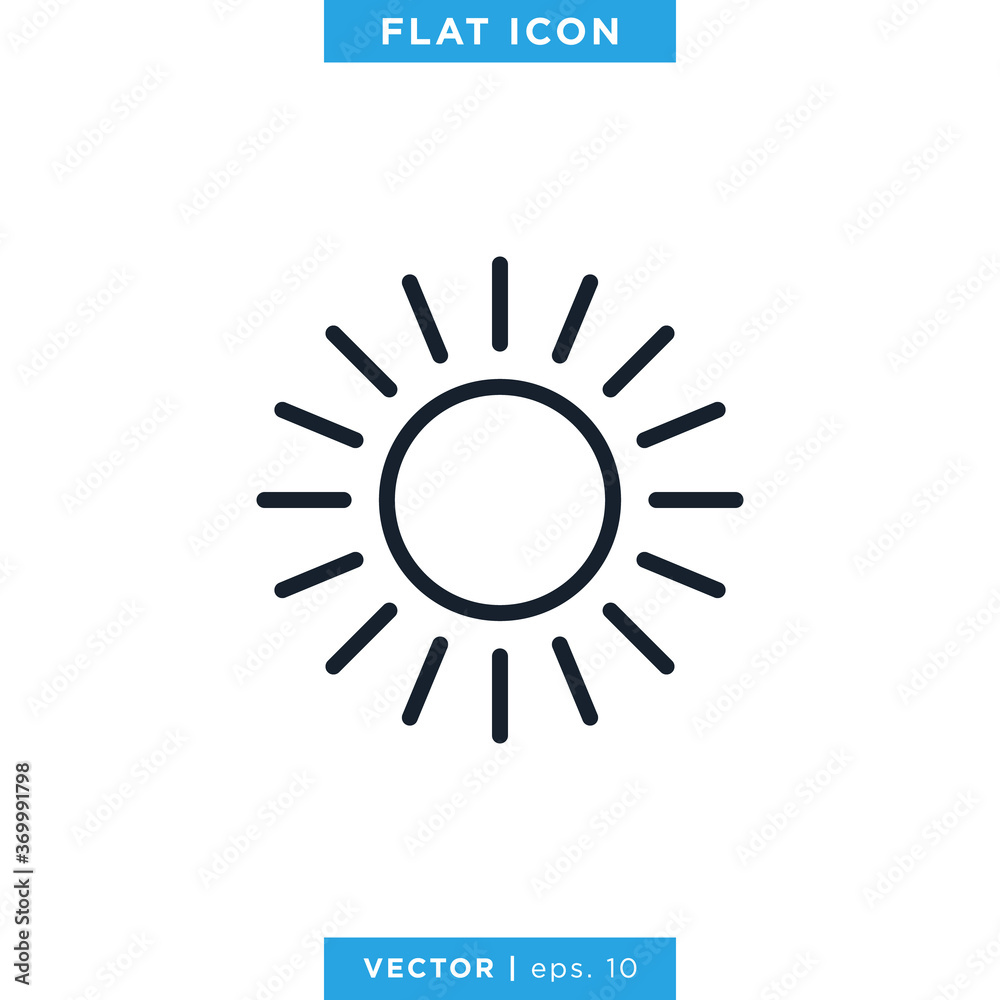 Sun icon vector design template. Editable stroke