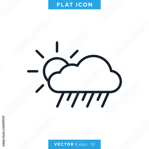 Heavy rain along with wind icon vector design template. Weather sign and symbol. Editable stroke.