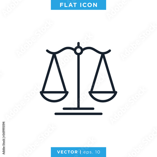 Scale of justice icon vector design template. Editable stroke.