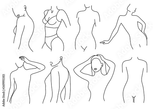 Set linear woman figure
