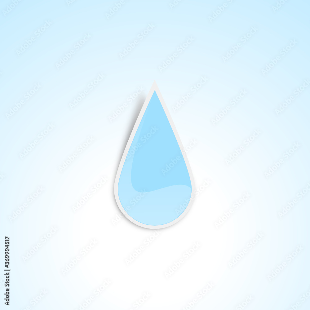 The drop of water casts a shadow on a blue background The drop of water casts a shadow on a blue background