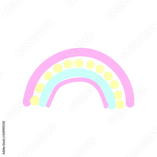 Single hand drawn rainbow vector. Doodle rainbow in scandinavian style.