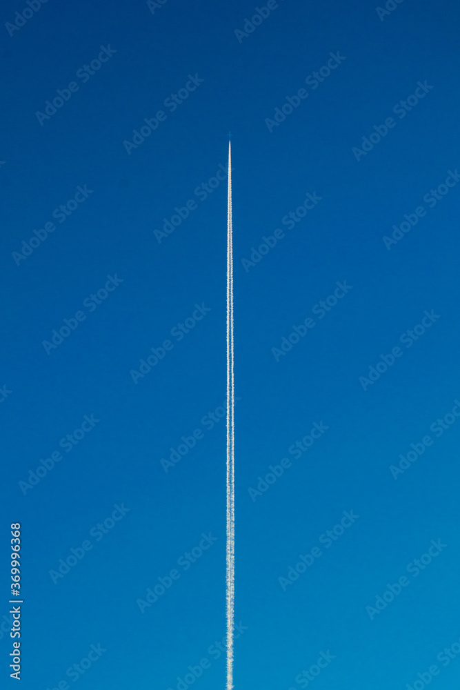 blue sky background, airplane