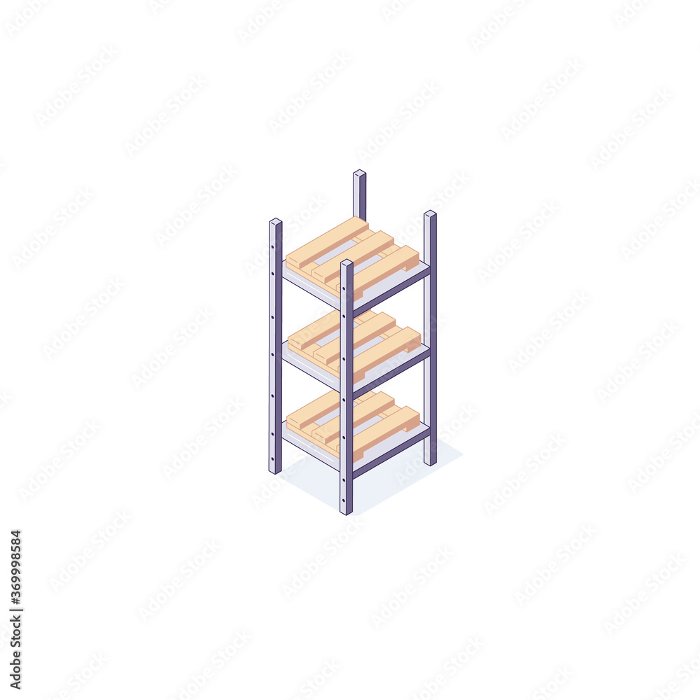 Isometric warehouse equipment rack pallets and shelf. 3d pallets ...