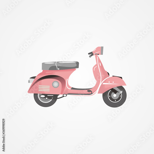Vintage vector illustration, graphics - Old turquoise scooter 