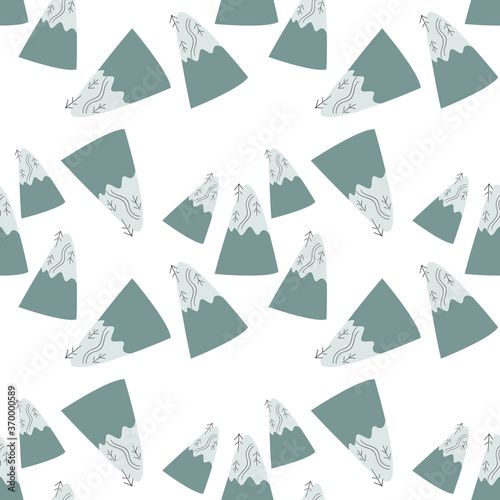 seamless pattern with scandinavian mountain and trees