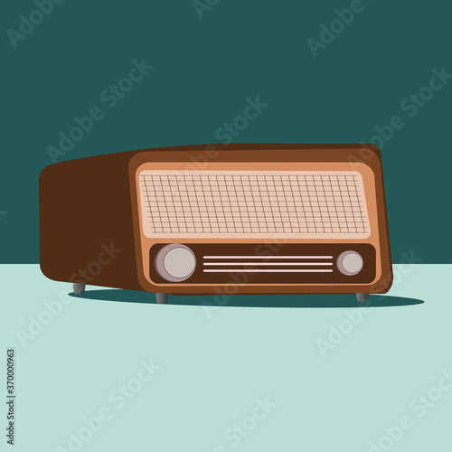 Old vintage radio and electronic board in side .