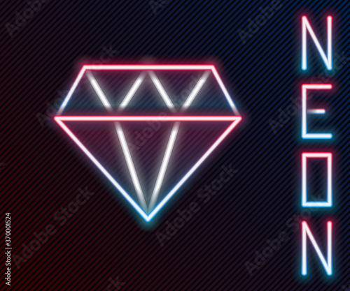 Glowing neon line Diamond icon isolated on black background. Jewelry symbol. Gem stone. Colorful outline concept. Vector Illustration.