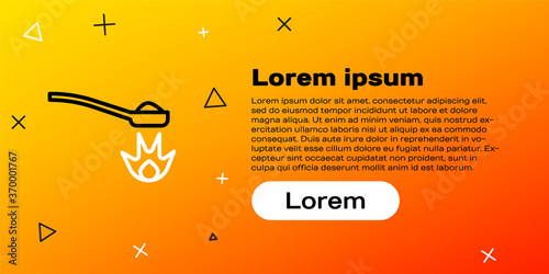 Line Heroin in a spoon icon isolated on yellow background. Concept of drug addiction and dependence from the narcotic. Junkie lifestyle. Colorful outline concept. Vector Illustration.