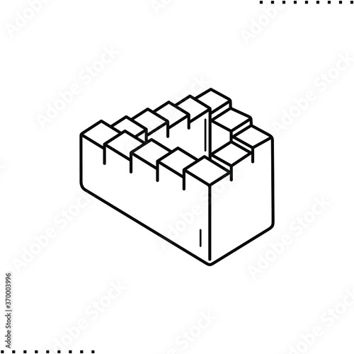 Escher ladder, Penrose stairs optical illusion of descent vector icon in outlines