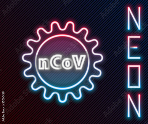 Glowing neon line Corona virus 2019-nCoV icon isolated on black background. Bacteria and germs, cell cancer, microbe, fungi. Colorful outline concept. Vector Illustration.