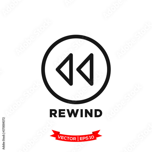 Free Download media control vector icon in trendy flat design, rewind icon 
 - GFXLoad