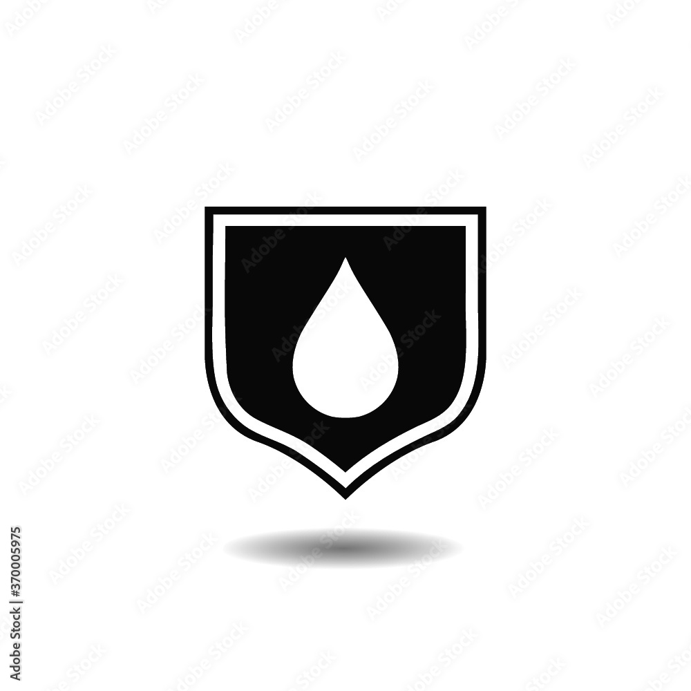 Waterproof shield icon with shadow Waterproof shield icon with shadow